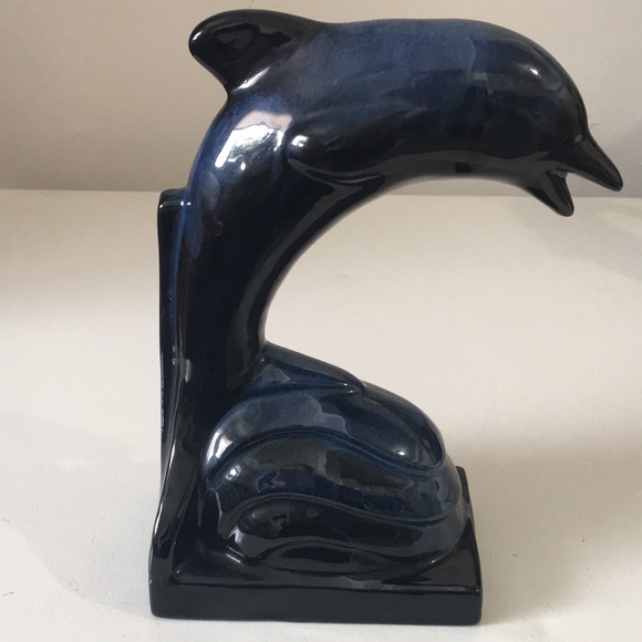 Blue Mountain Pottery Dolphin Bookends Cobalt Blue - Picture 8 of 12